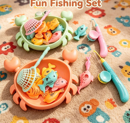 12-Piece Kids Fishing & Water Play Set – Interactive Crab Base Fishing Toy for Pool, Bath & Beach Fun