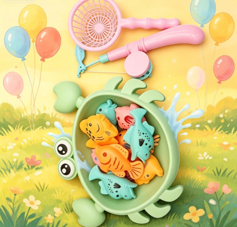 12-Piece Kids Fishing & Water Play Set – Interactive Crab Base Fishing Toy for Pool, Bath & Beach Fun