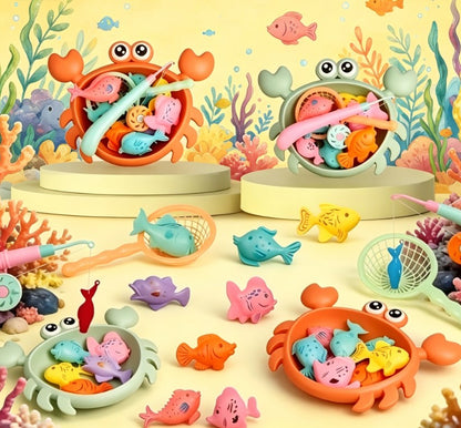 12-Piece Kids Fishing & Water Play Set – Interactive Crab Base Fishing Toy for Pool, Bath & Beach Fun