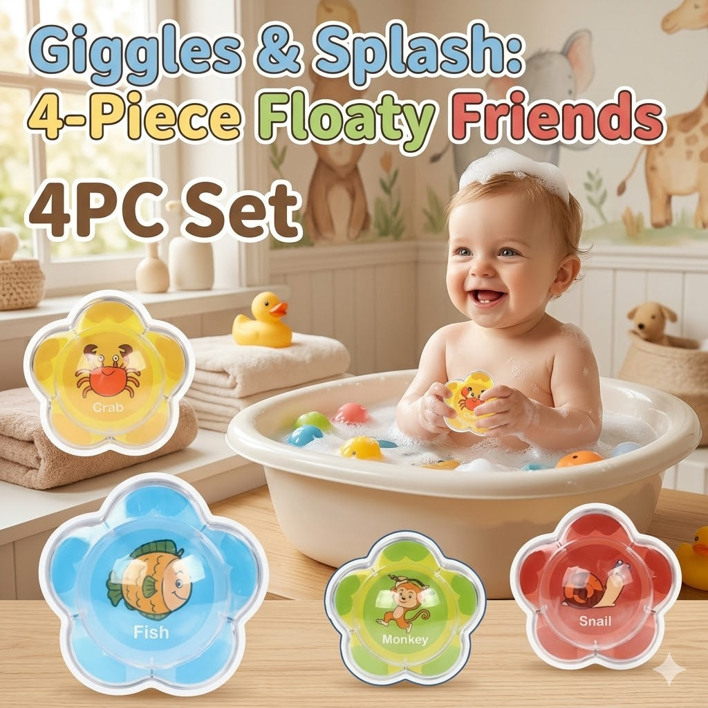 Educational Floating Bath Toys for Kids - Letter, Number & Animal Water Game Set (4-Piece)