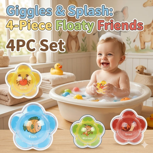 Educational Floating Bath Toys for Kids - Letter, Number & Animal Water Game Set (4-Piece)