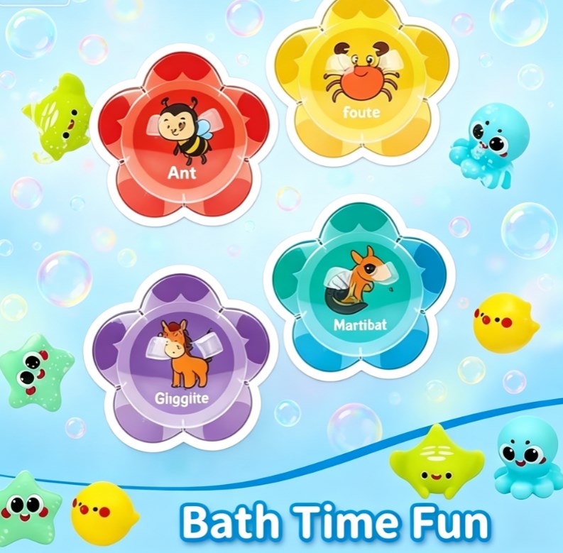 Educational Floating Bath Toys for Kids - Letter, Number & Animal Water Game Set (4-Piece)
