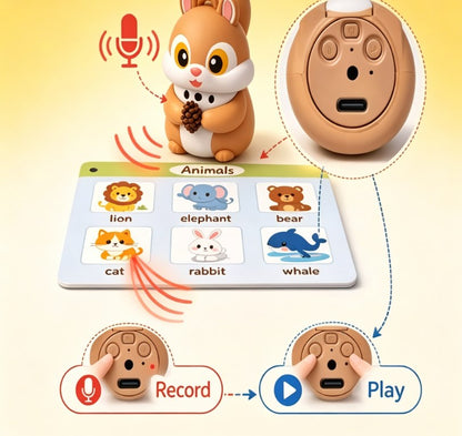 Squirrel-Shaped Literacy Scanner Toy – Interactive Speech & Vocabulary Builder with Recording Function