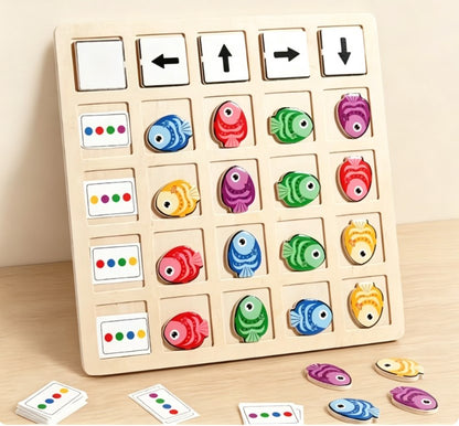 Wooden Logical Thinking Game – Educational Fish Matching Puzzle Toy for Kids